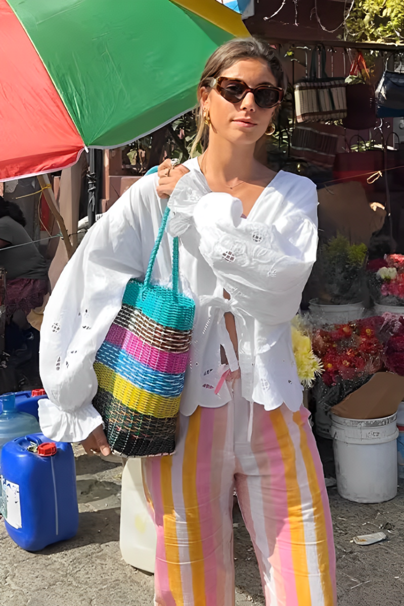 Bluză Albă Brodate Inimioare