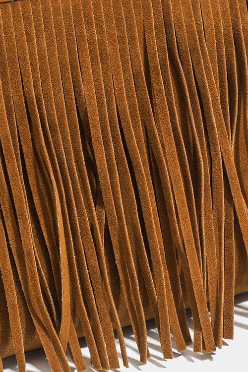 Crossbody kabelka Western Cowboy Brown s třásněmi