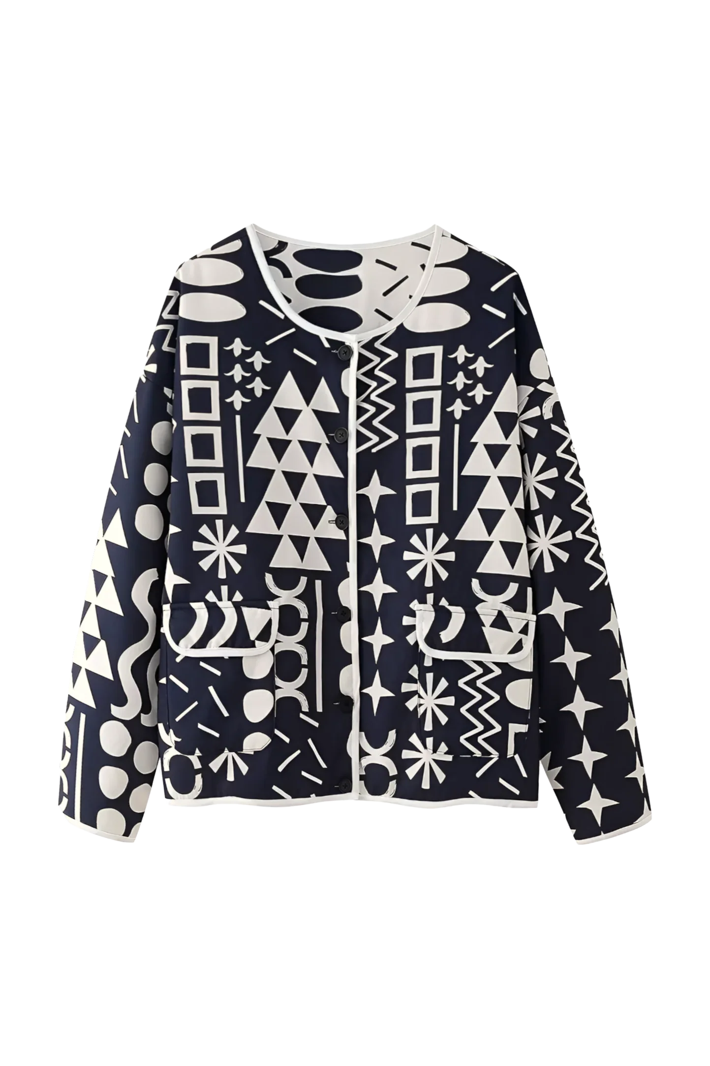 Quiltad jacka med blommönster