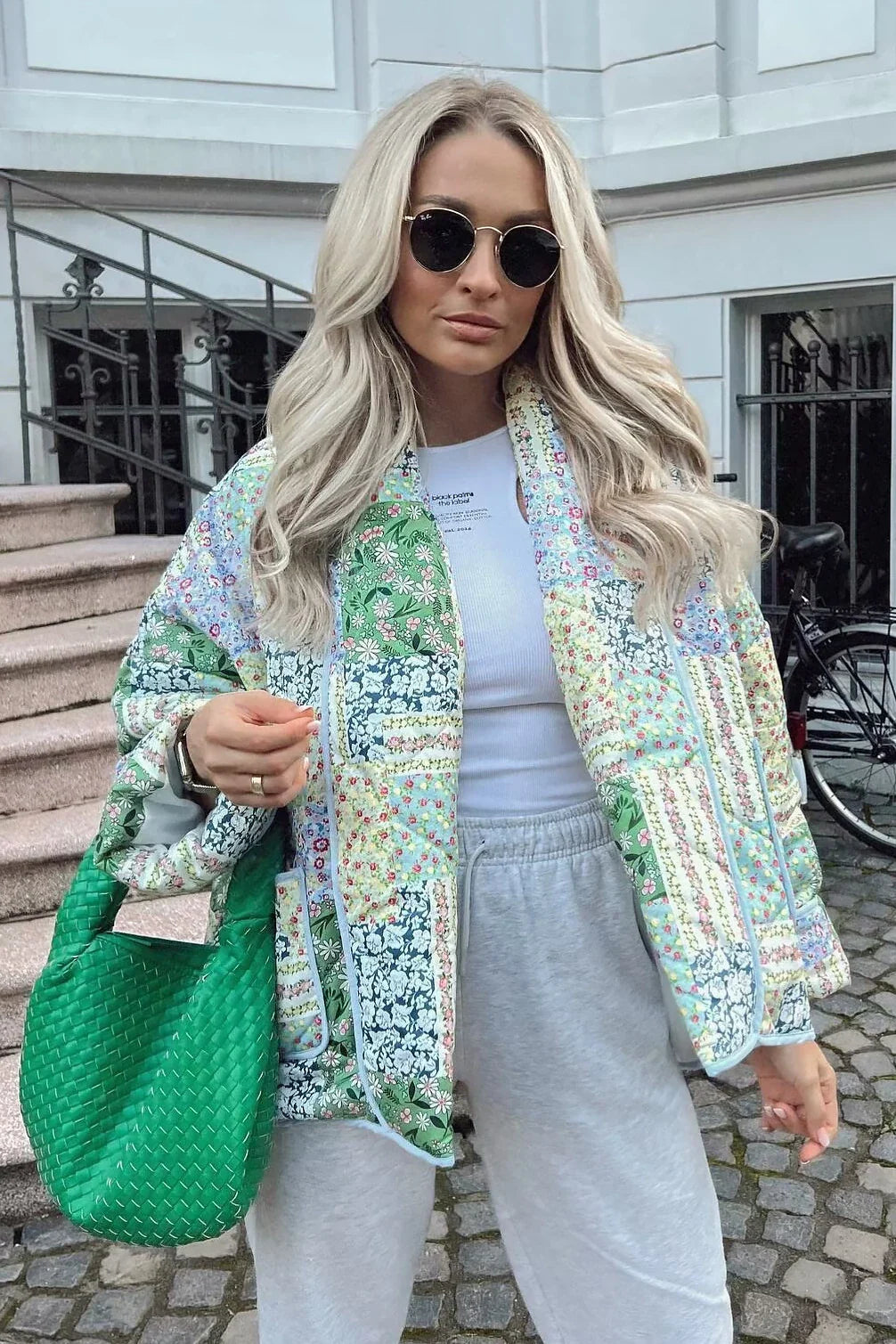 Casual bloemenzak omslagkraag bovenkleding