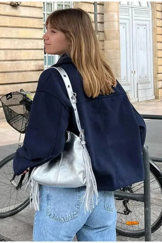 Jachetă decupată dublu