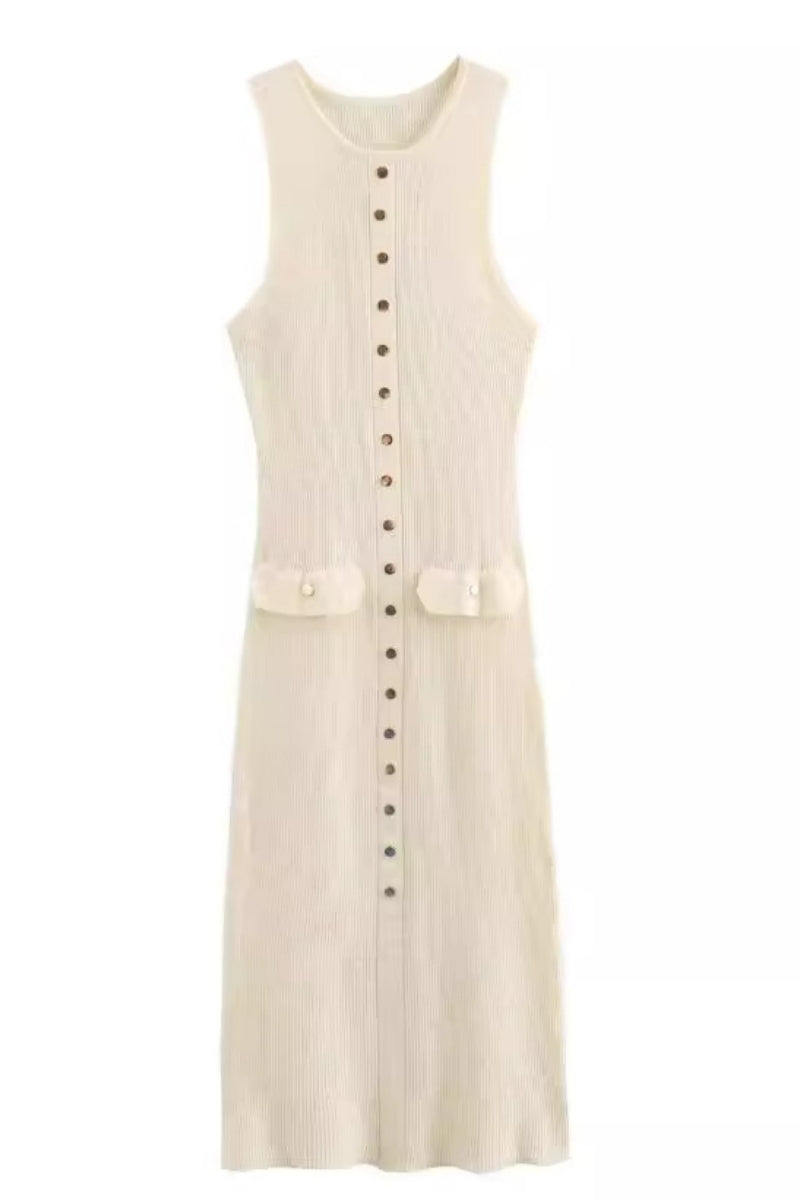 Rochie tricotată de culoare solidă