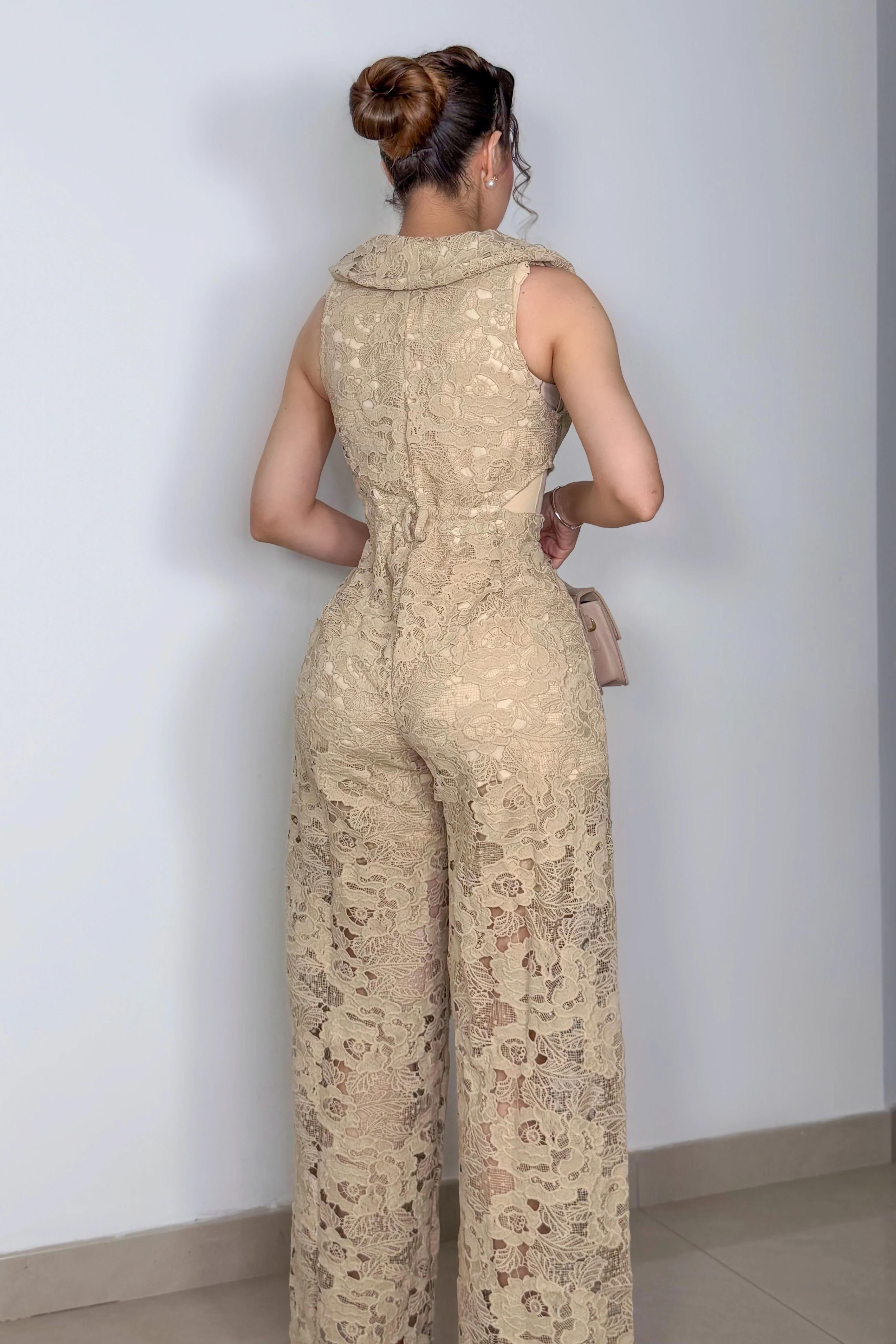 Lace Embroidered Sleeveless Jumpsuit