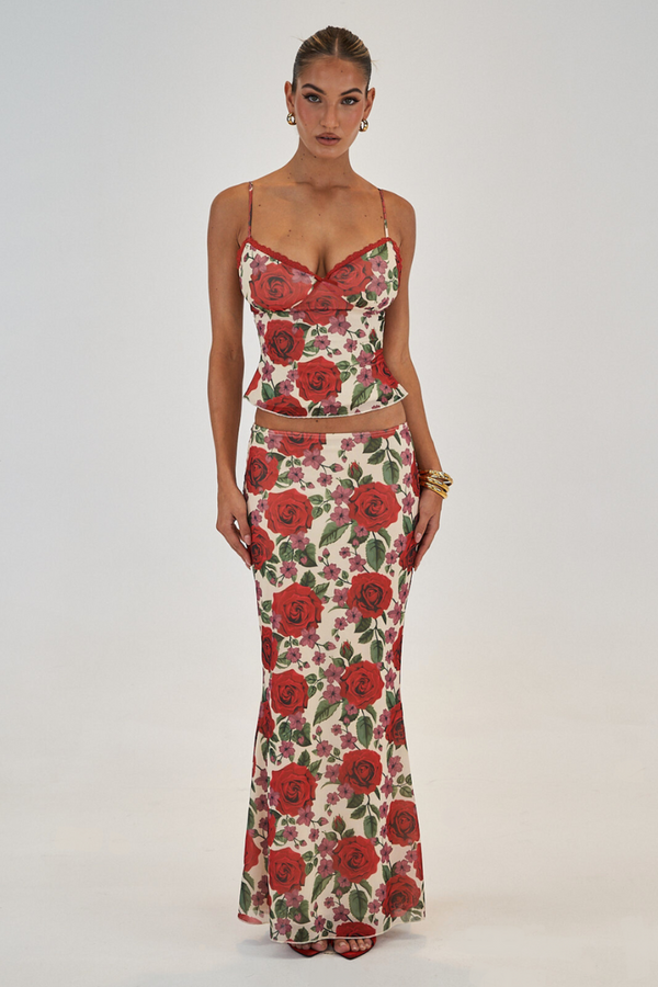 Set fustă cu spaghete roz Pelagie