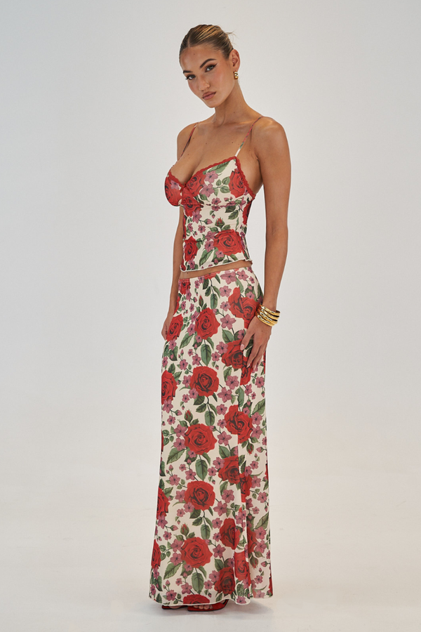 Set fustă cu spaghete roz Pelagie