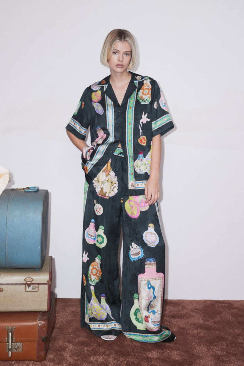 Philomène V-hals Vas Print Byx Set