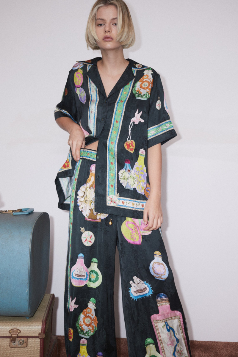 Philomène V-hals Vas Print Byx Set