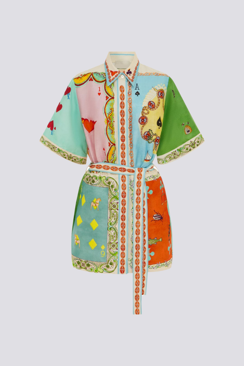 Mini abito con stampa poker patchwork Prunelle