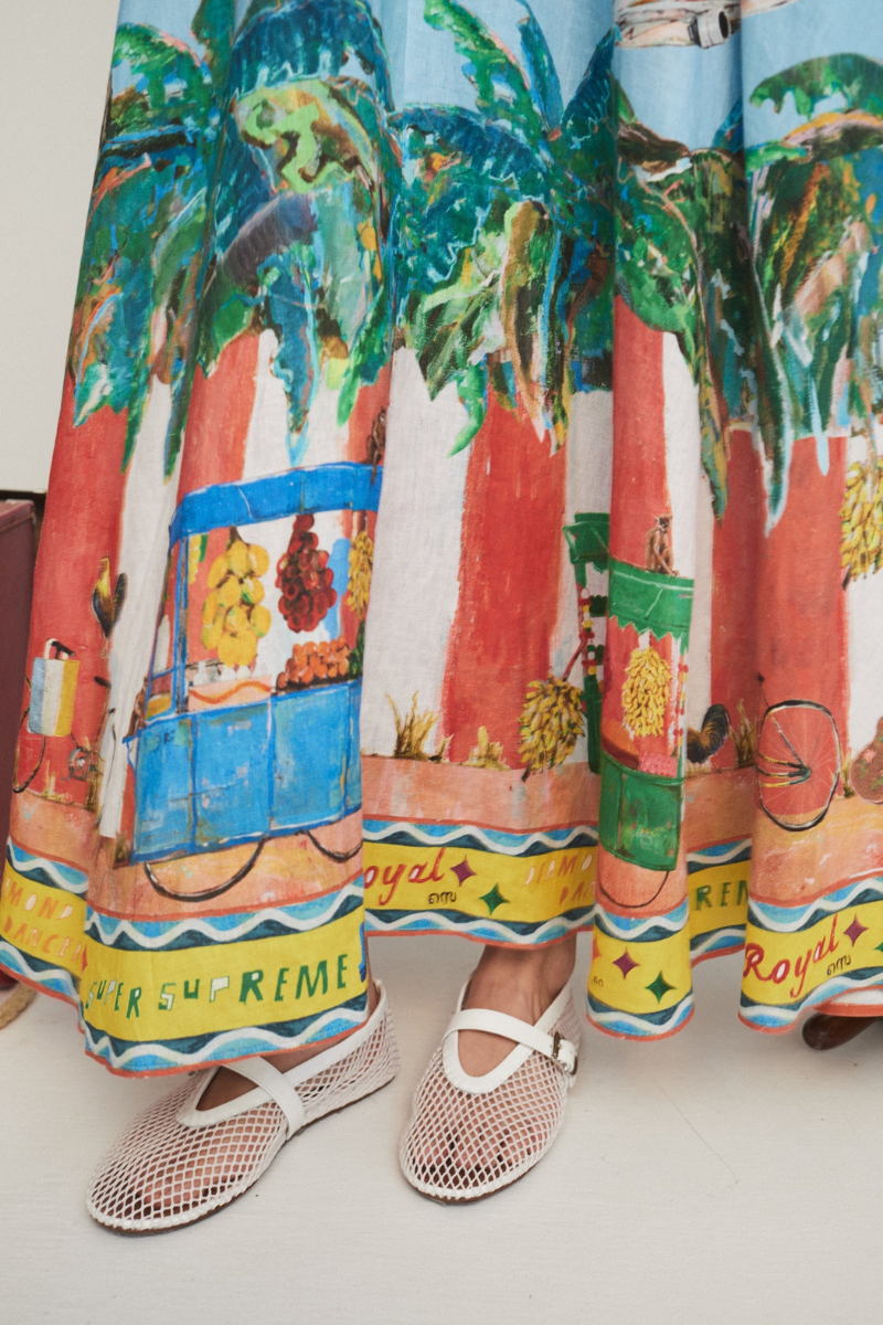 Roseline maxi-jurk met spaghetti-graffitiprint