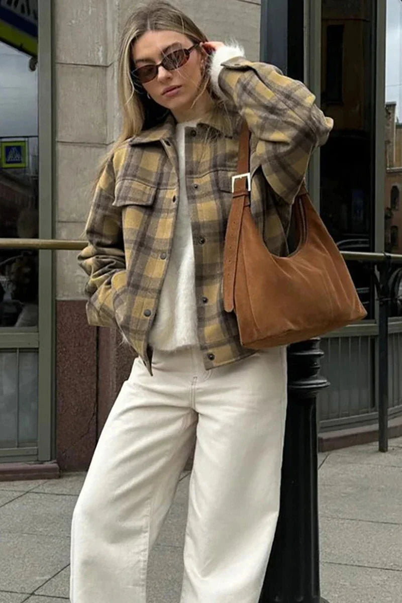 Klassisk rutig casual kavajjacka