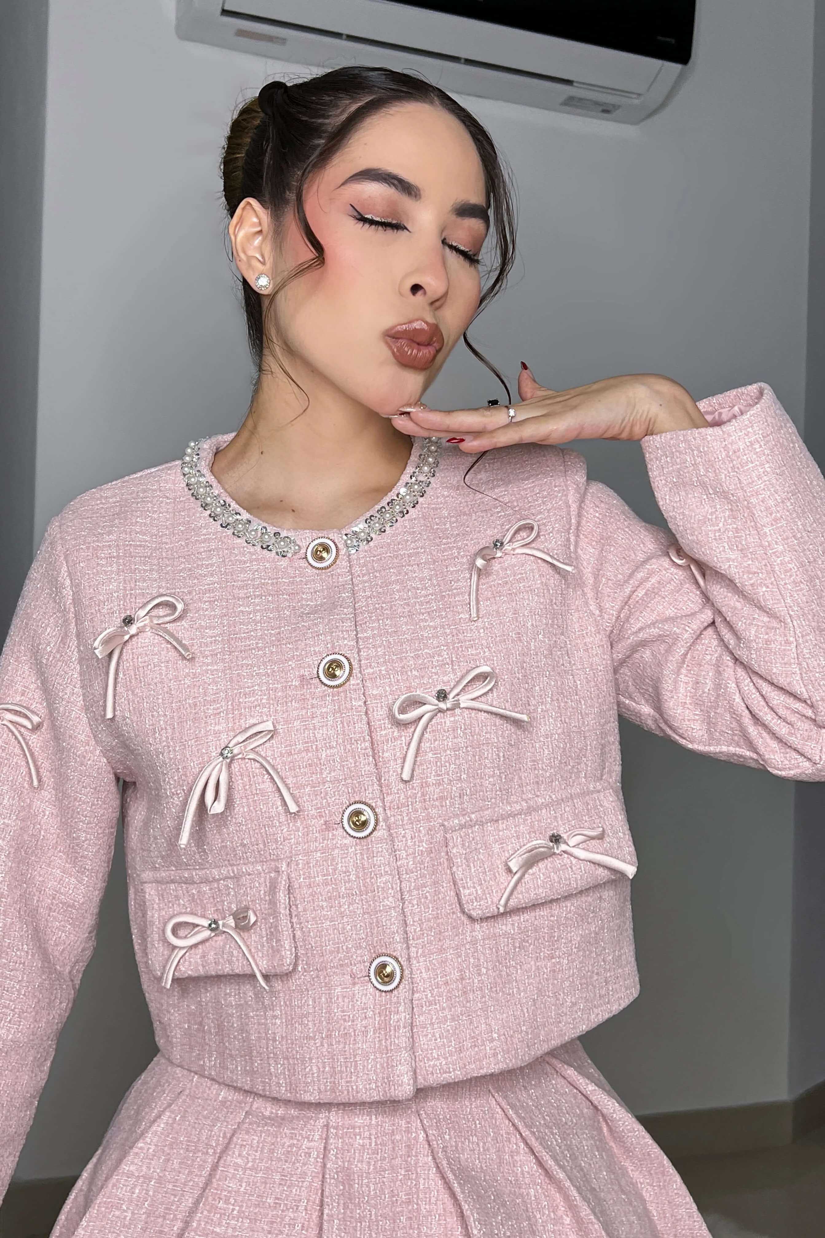 Fransk Chanel-stil flätad rosett kjolset