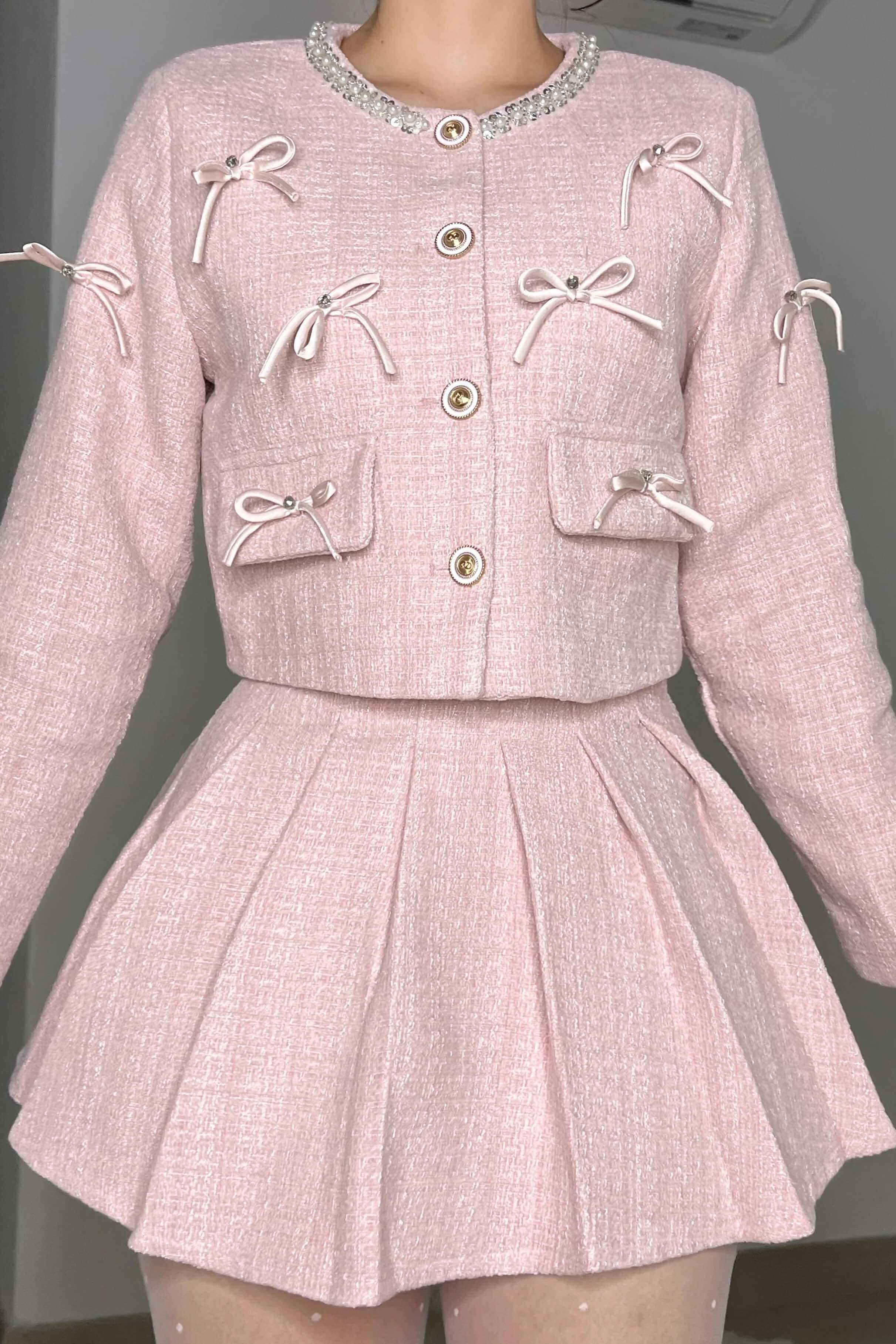 Fransk Chanel-stil flätad rosett kjolset