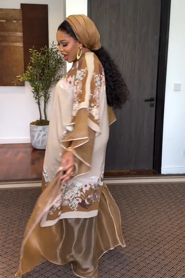Neutral tone blomster Abaya maxi kjole