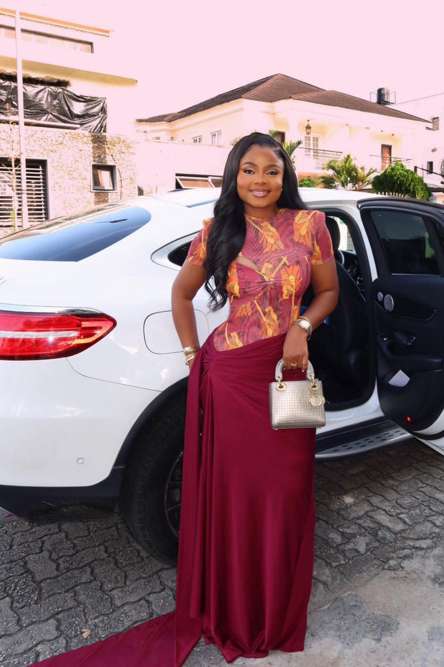 Crimson Blossom Sheer Maxi Dress