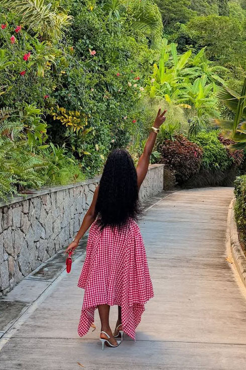 Vestido Mini Kaftan com Amarração Abstrata