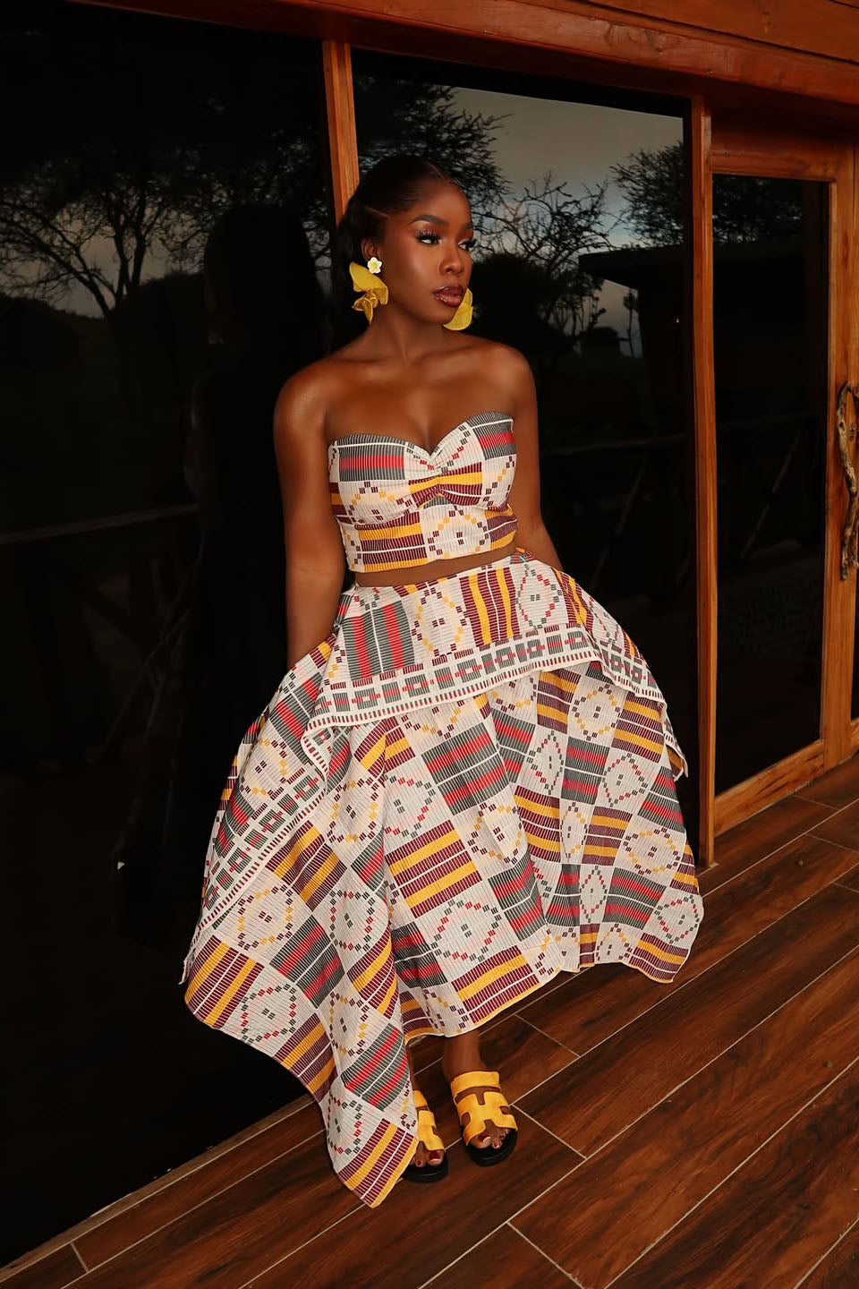 Ethnic Totem Pattern Strapless Skirt Set