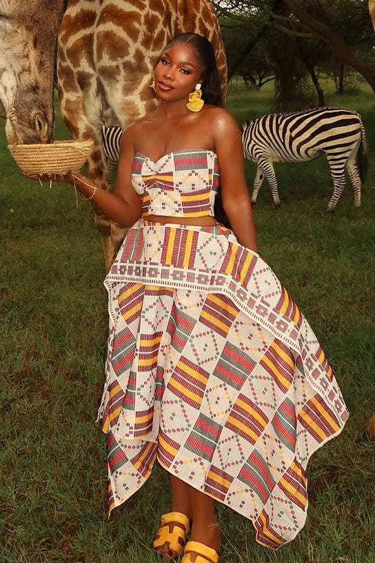 Ethnic Totem Pattern Strapless Skirt Set