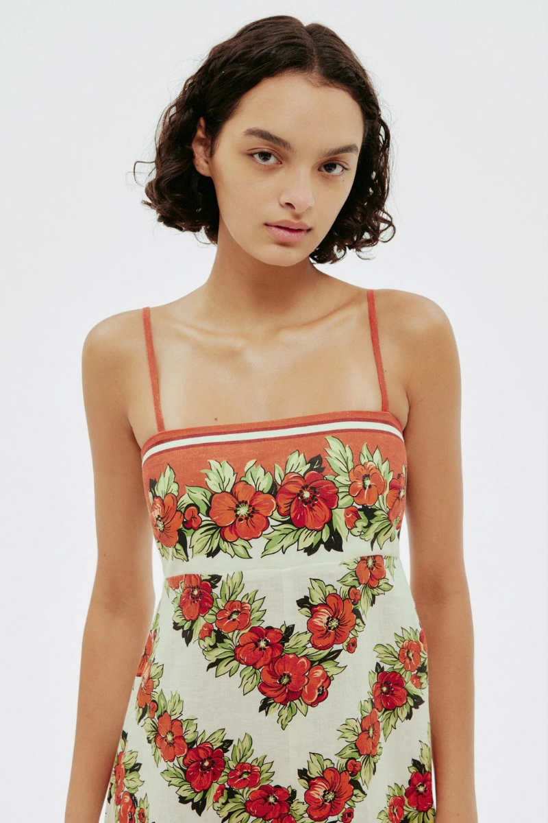 트리스탄 스파게티 플로럴 맥시 드레스 레드