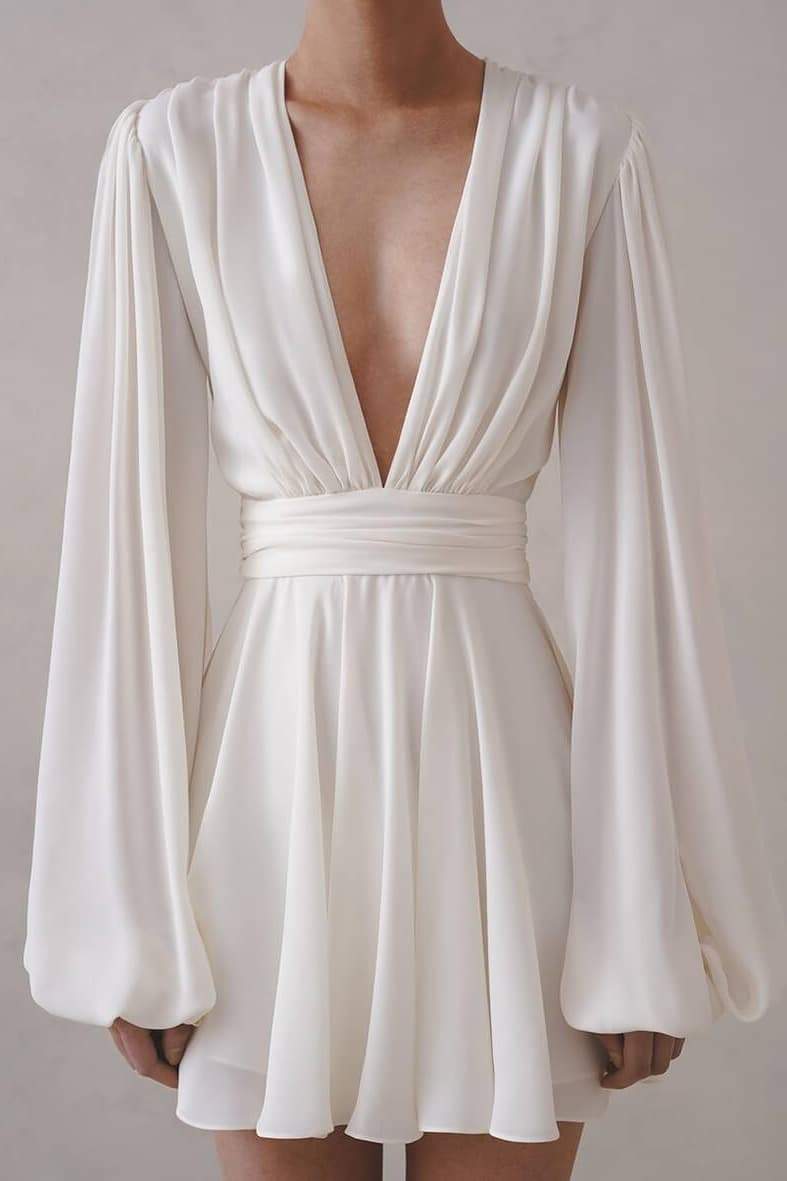 Amelia Deep V Neck Mini Kleed