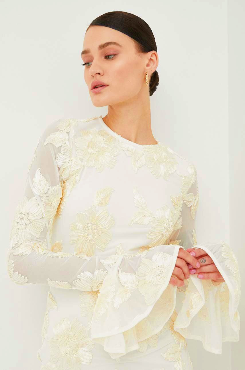 Aurora broderad rygglös miniklänning i mesh