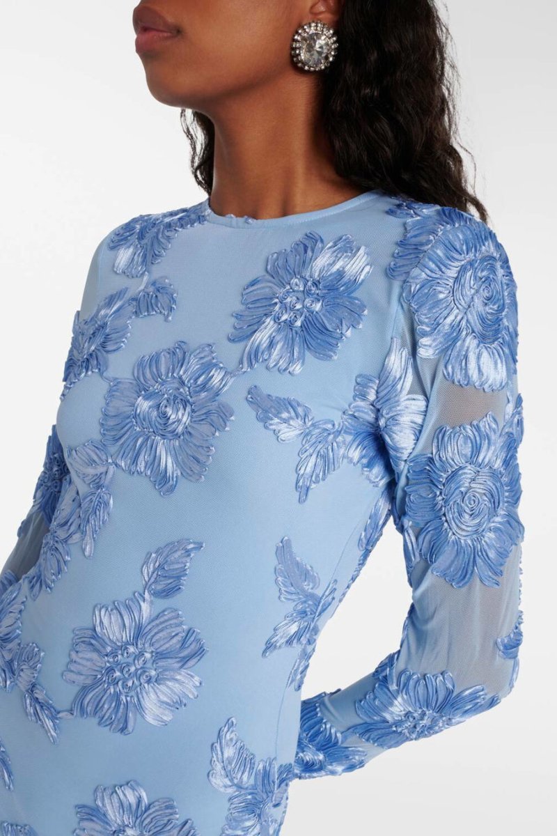 Aurora broderad rygglös miniklänning i mesh