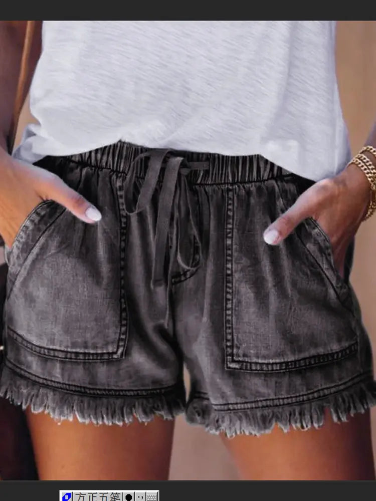 Elastisk talje afslappede denimshorts