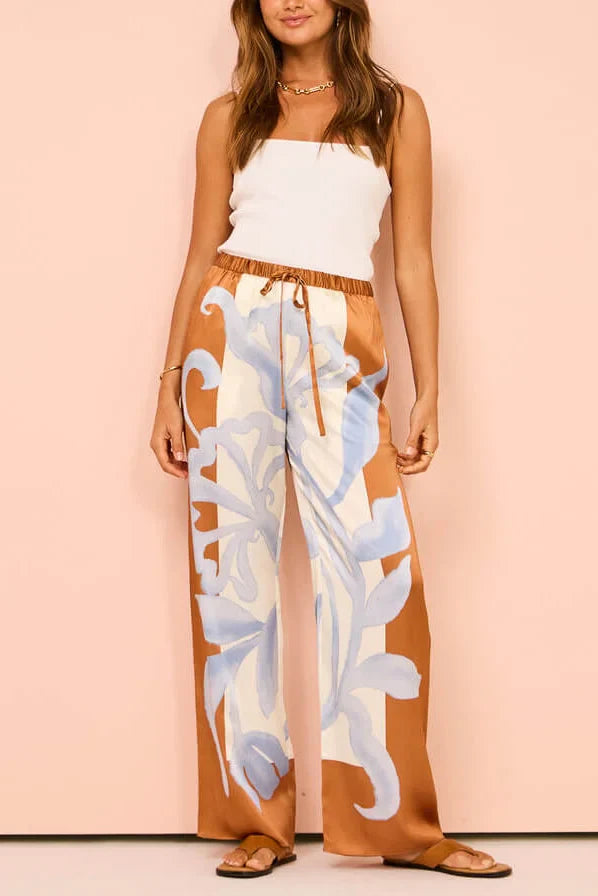 Εξαιρετικό Σετ Αντίθεσης Tie-Dye Floral Loose Pants