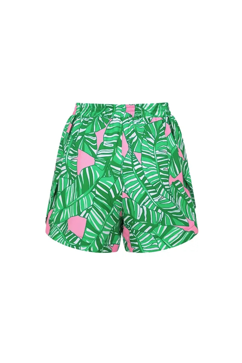 Green Ruffle Print One Piece Swimsuit