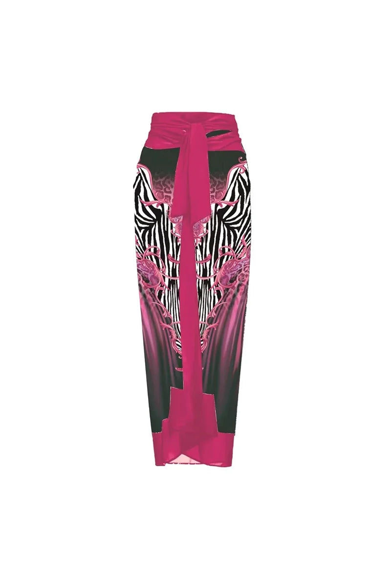Magenta Floral Print 3D Flower Swimsuit