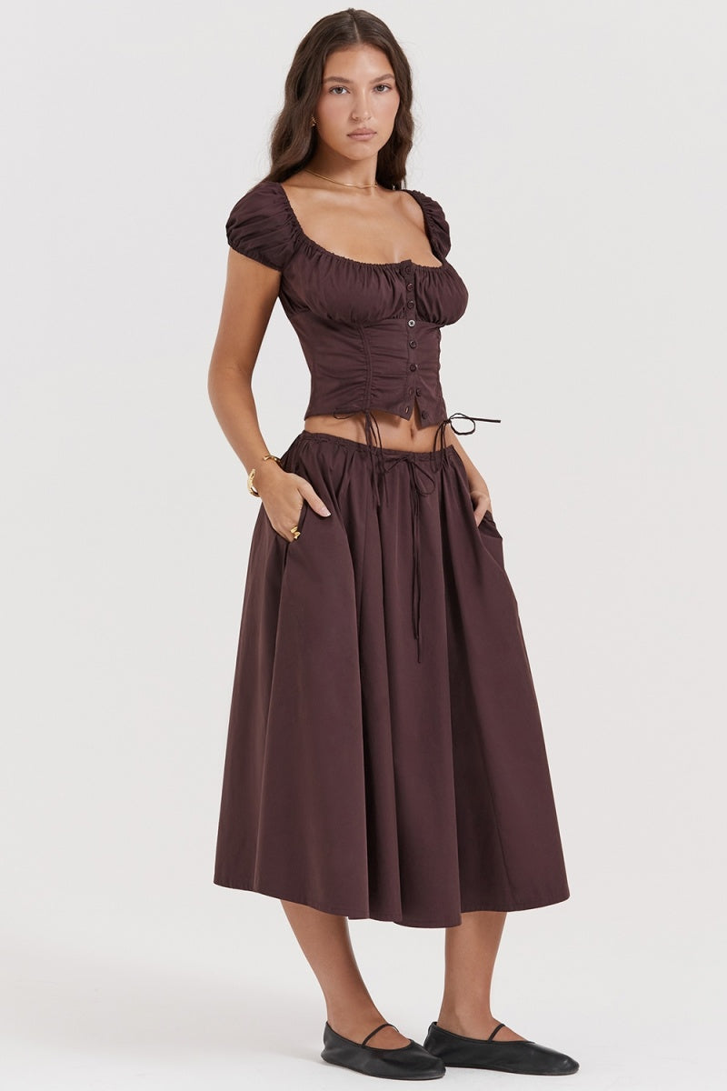Rich Drown Gathered Midi Skirt Set