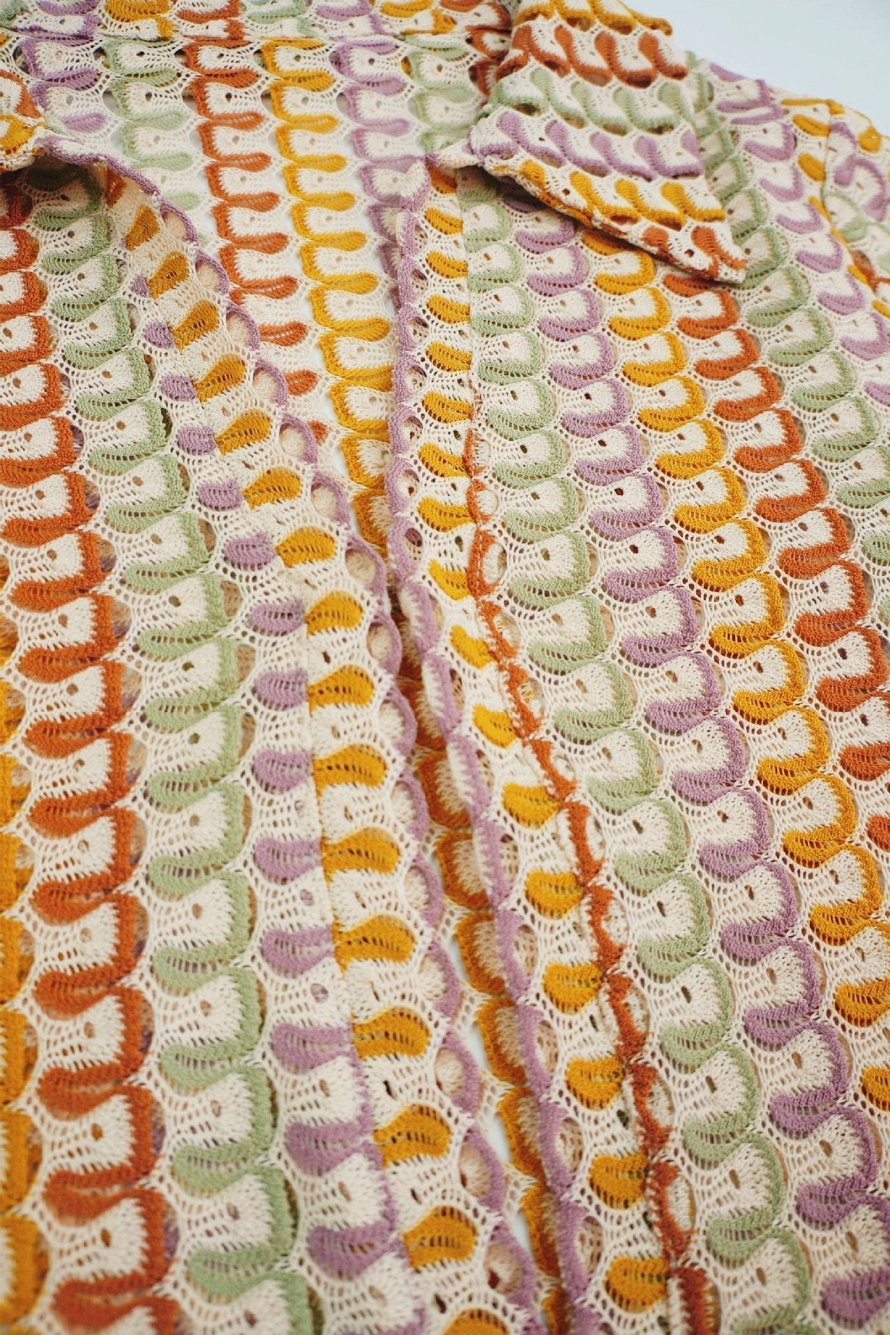 Dawn V넥 칼라 크로셰 맥시 드레스