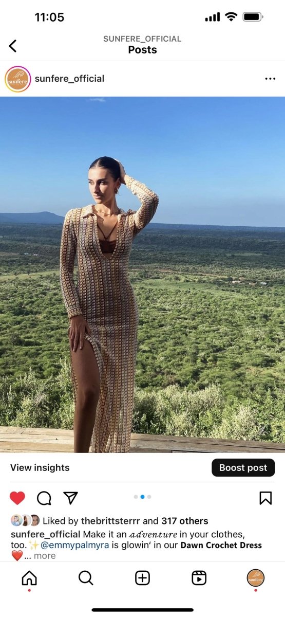 Dawn V넥 칼라 크로셰 맥시 드레스