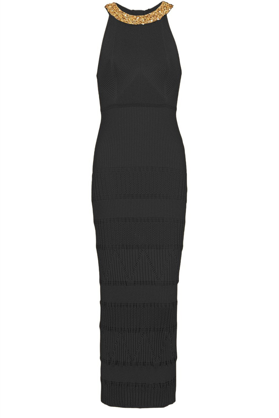 Abito midi in maglia con collo alto ricamato Donna