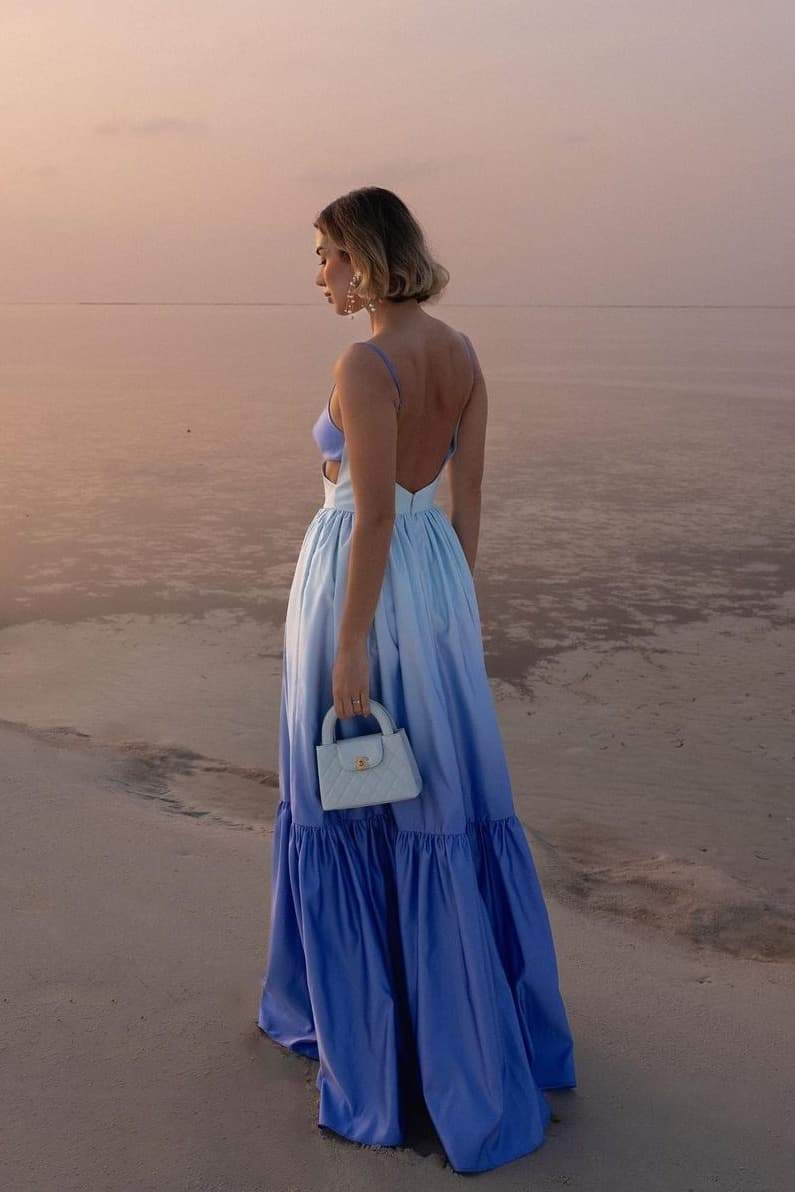 Rochie Maxi Slip Ethel cu decupaj gradient