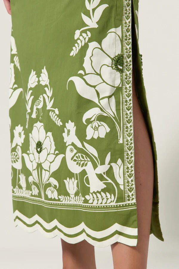 Floral & Bird Pattern Skirt Set