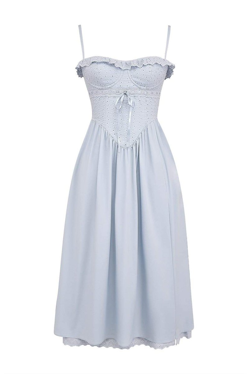 Abito midi con corsetto in pizzo ricamato Helen