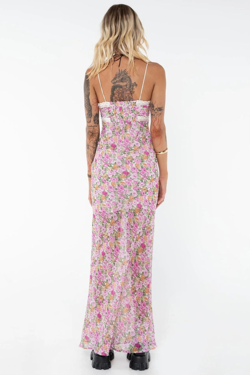 Pink Floral Slip Maxi Dress