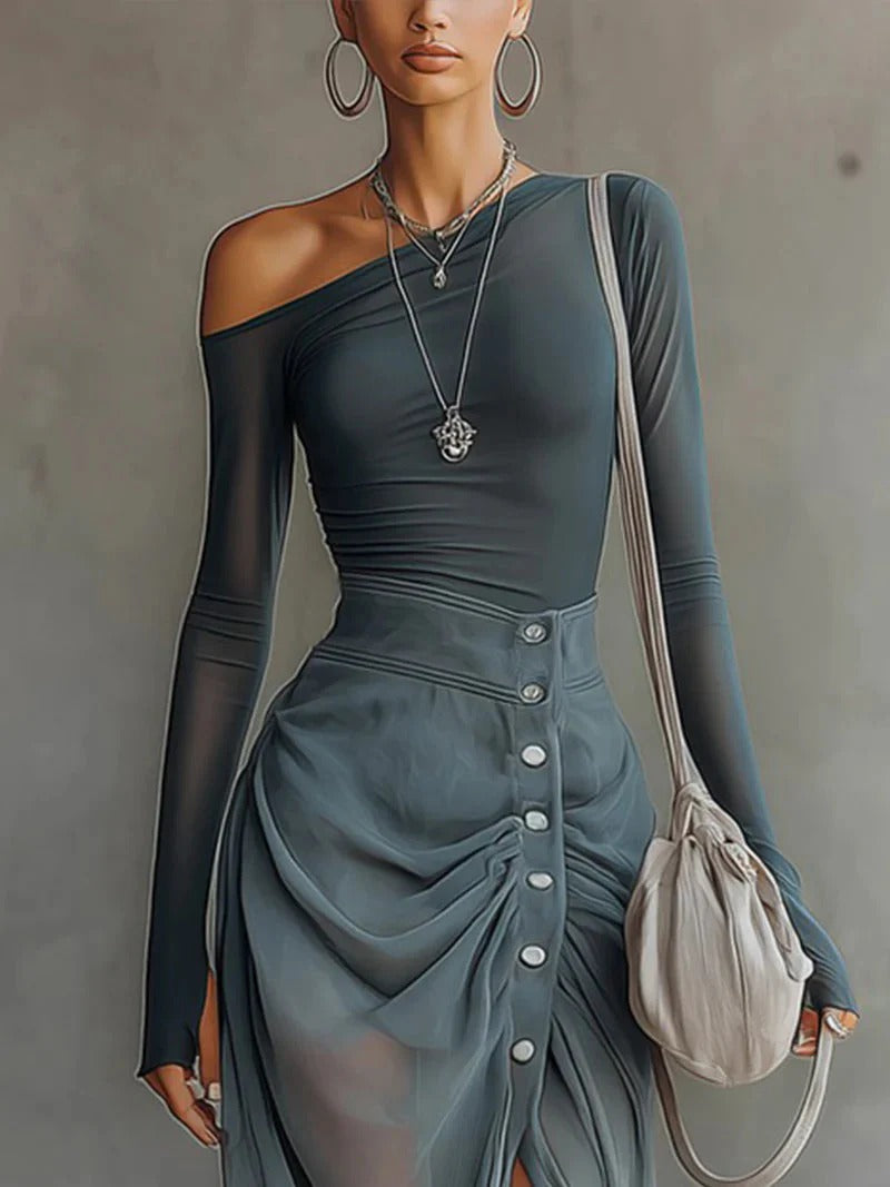 Belle Maxikleid mit Farbverlauf und Falten