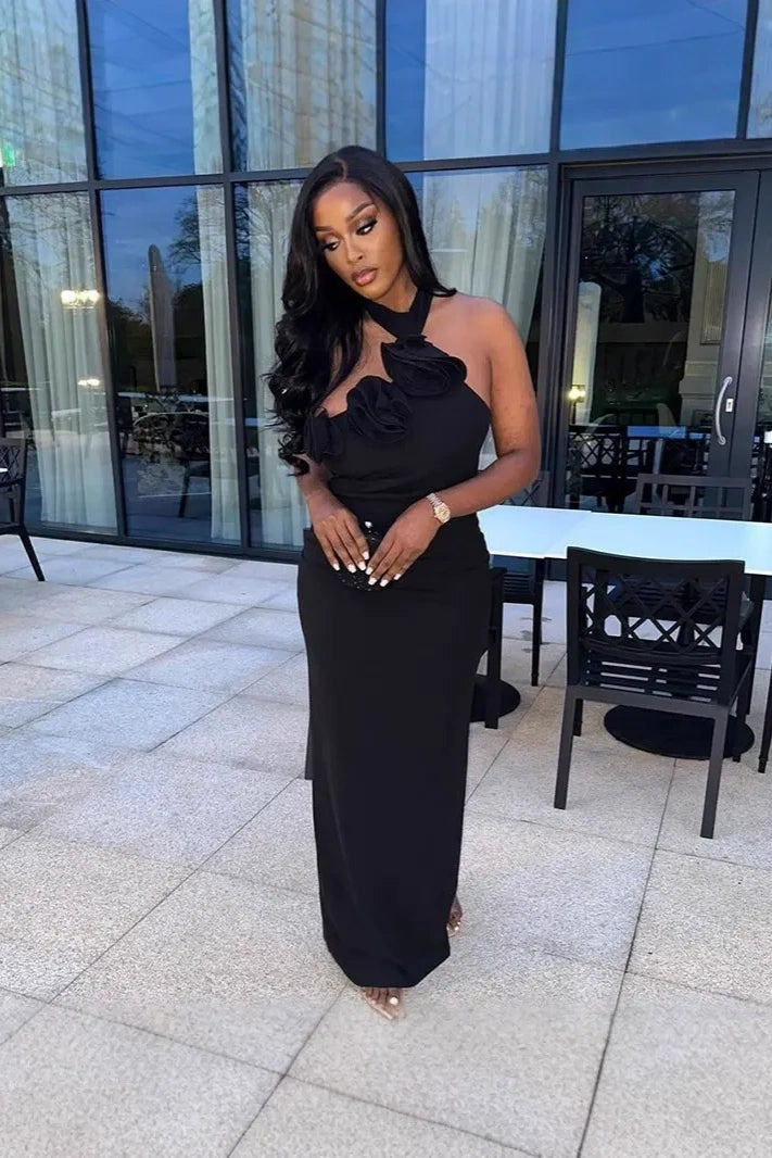 Halter-Neck Backless Maxi Dress