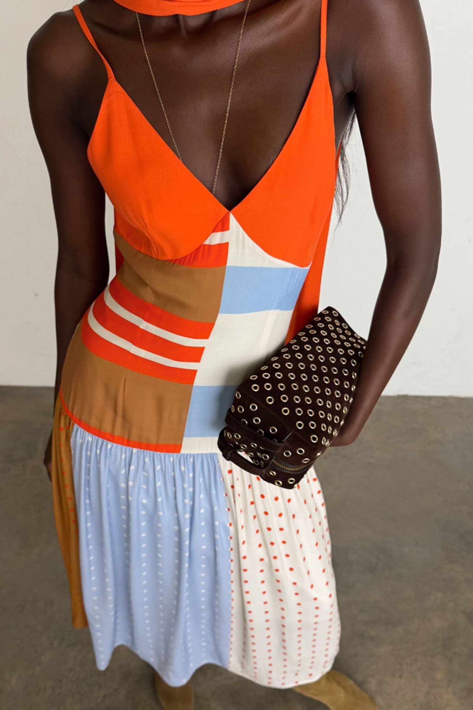 Robe midi à motifs variés pour les vacances d'été