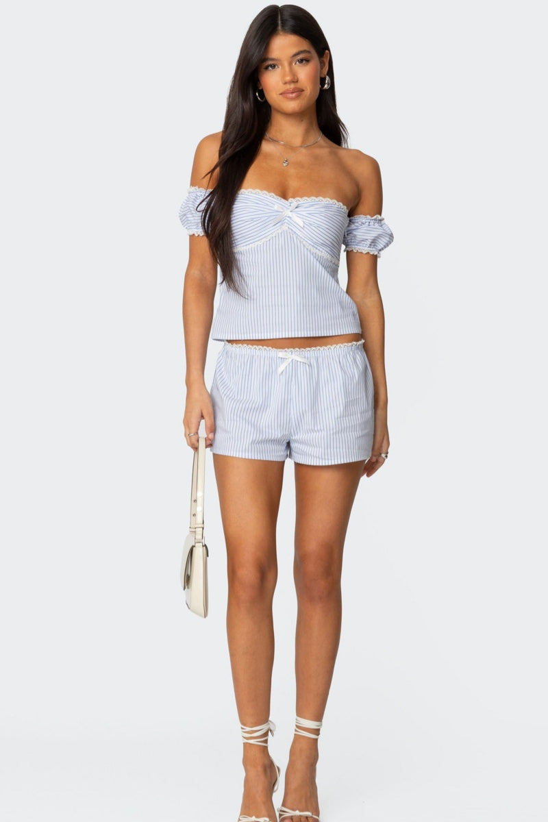 Low-Waist Straight Shorts Sweet Girl Casual Set