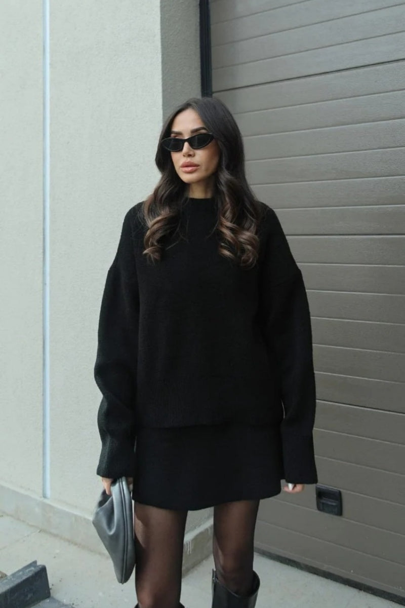 College Style Knitted Short Skirt Sets
