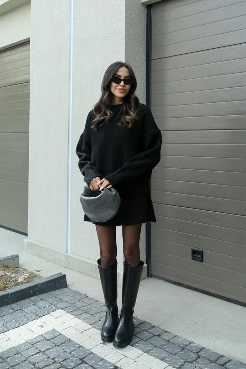 College Style Knitted Short Skirt Sets