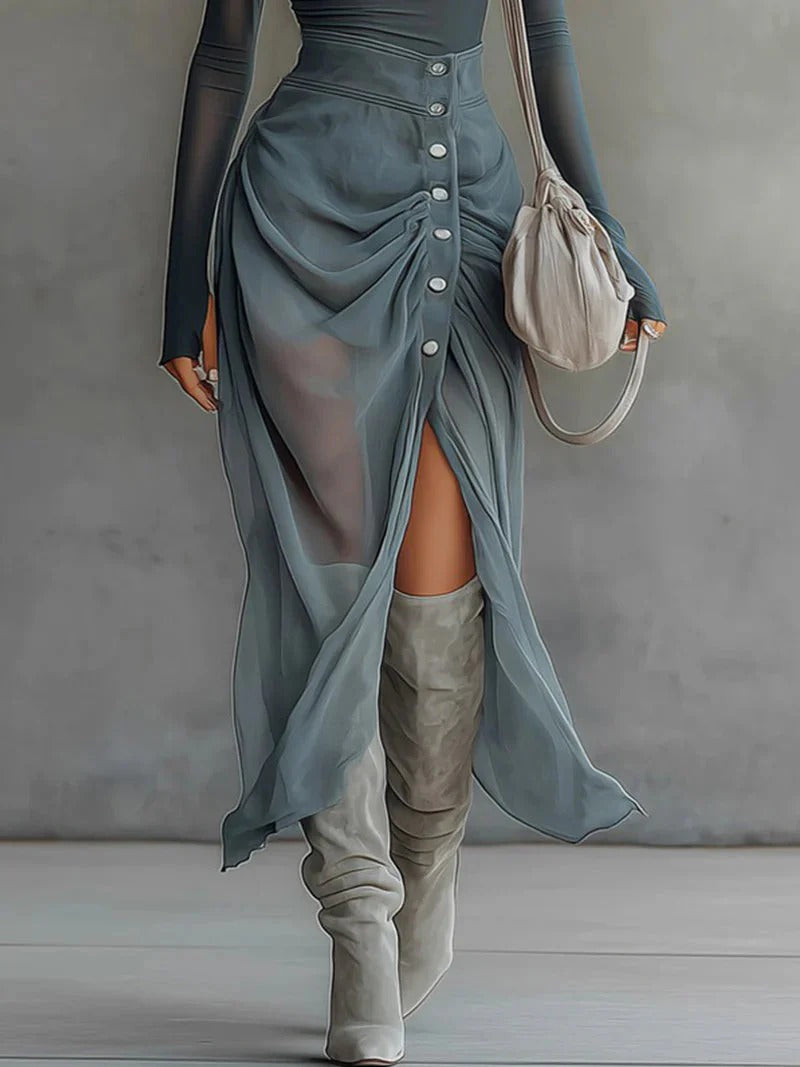 Belle Maxikleid mit Farbverlauf und Falten