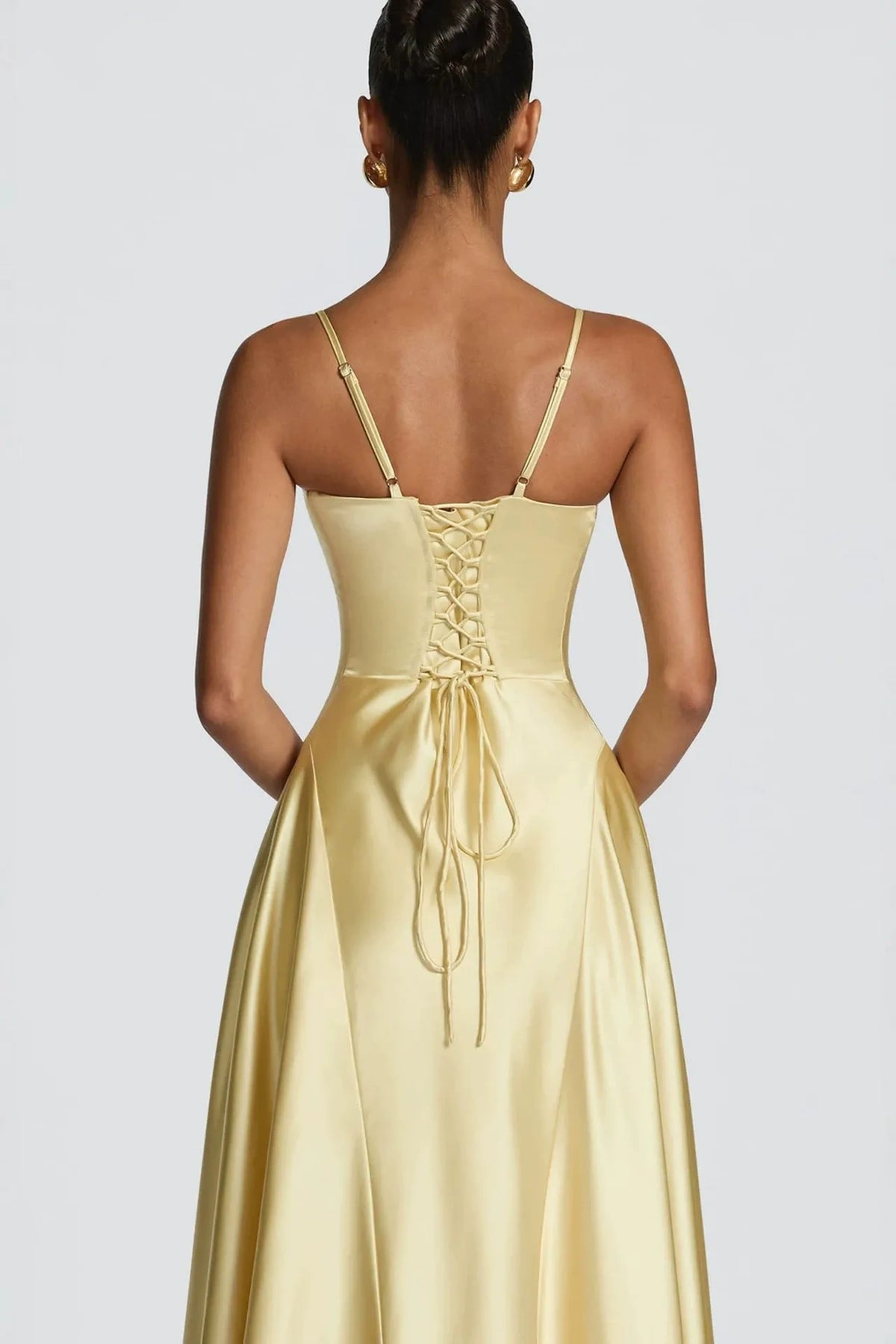 Elegant Low-Cut Lace-Up Maxi Dress