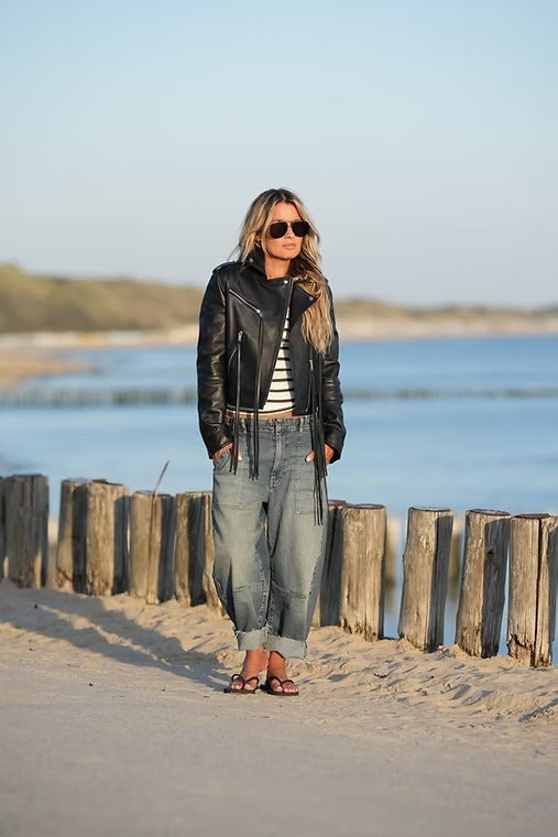 Giacca blazer a cuore color borgogna con frange