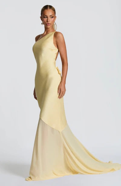 Minimalist Bridal Contrast Mermaid Maxi Dress