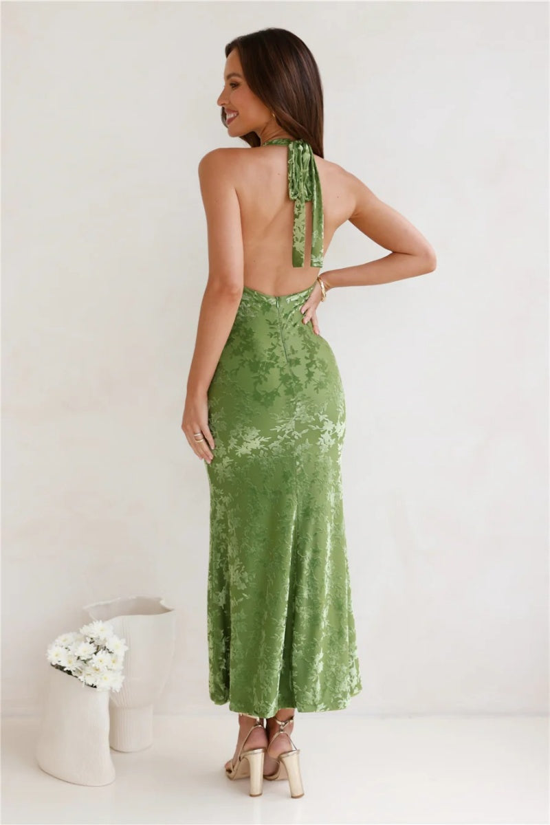 Backless Devoré Velvet Maxi Dress