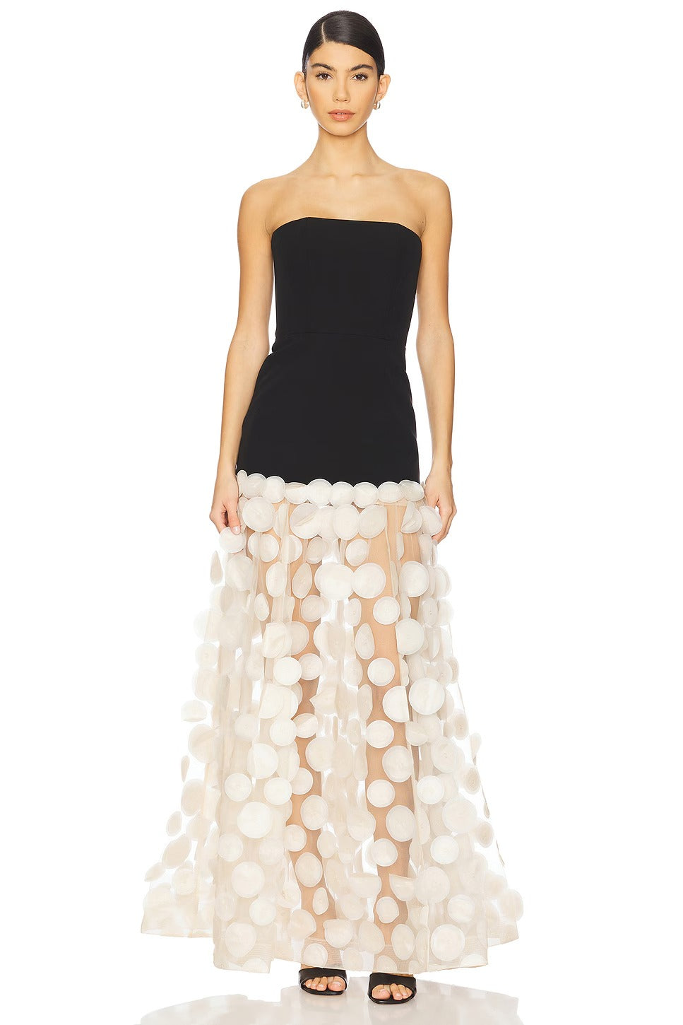 Maxi-jurk met wijde mouwen en drapering