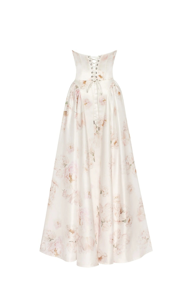 Pink Peony Off-the-Shoulder Maxi Dress